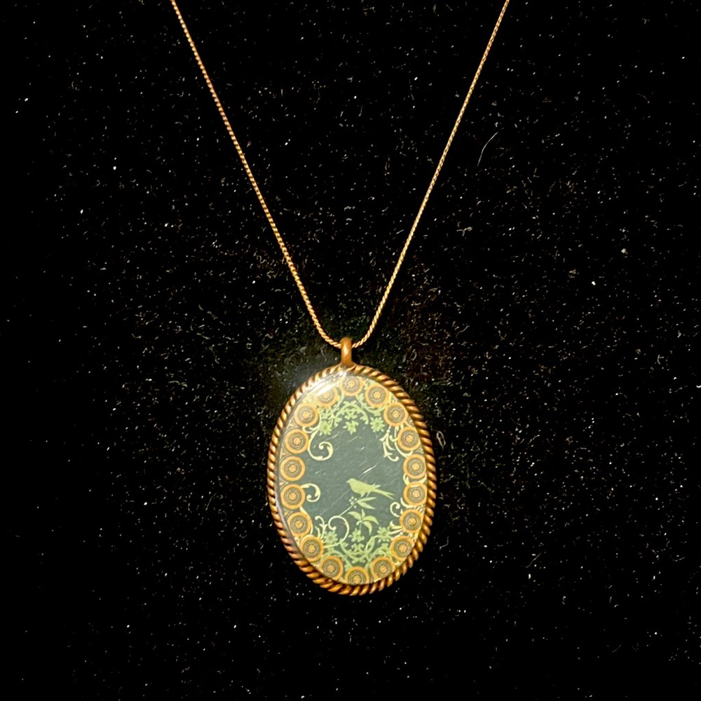 Antique Copper & Green Necklace Art Feco